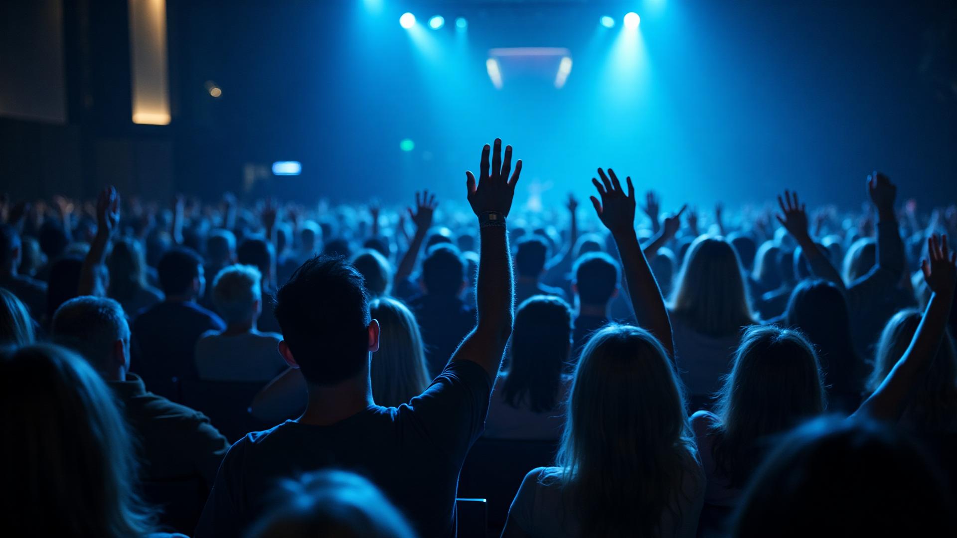 Congregación adorando en la Iglesia Como en el Cielo